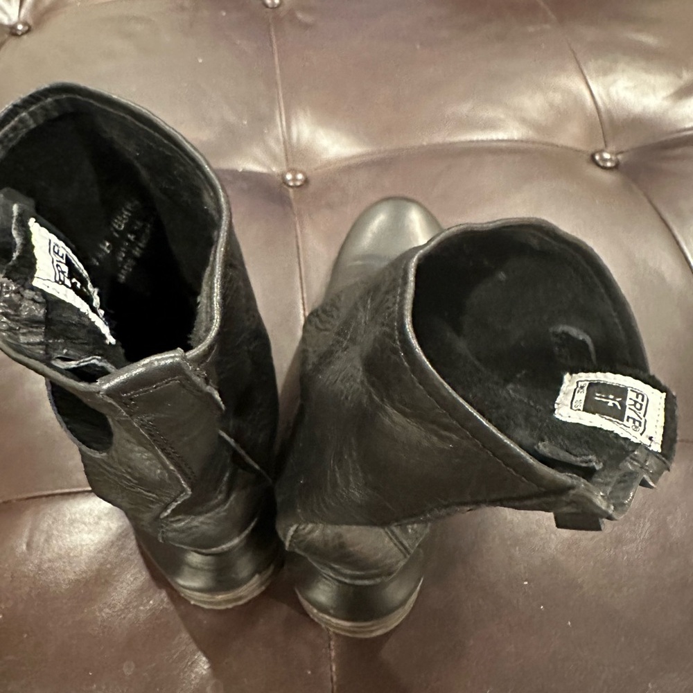 Frye slouchy leather boots; style 76509 black soft leather, like new - Picture 3 of 13